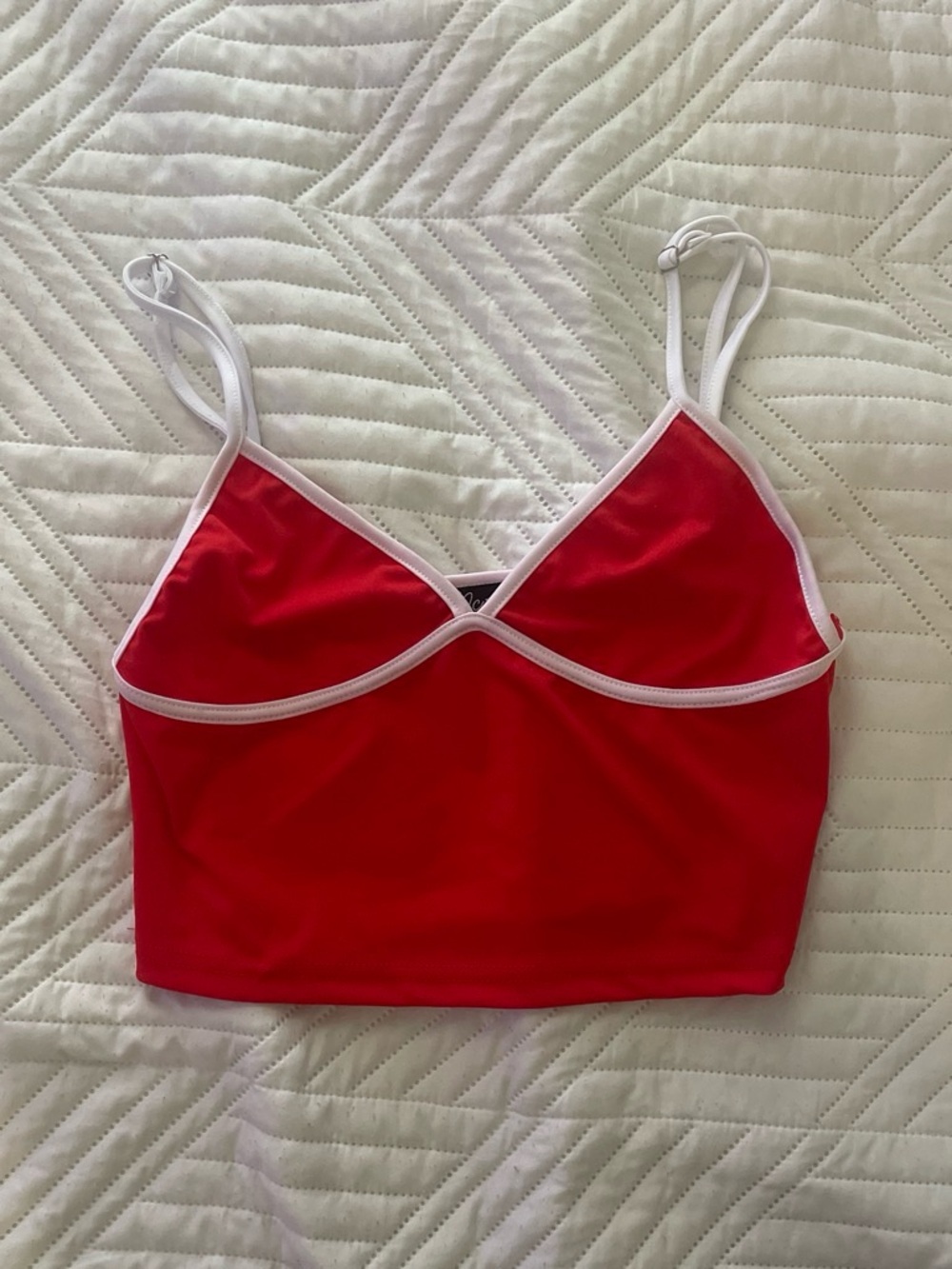 Red Crop Top with White Trim